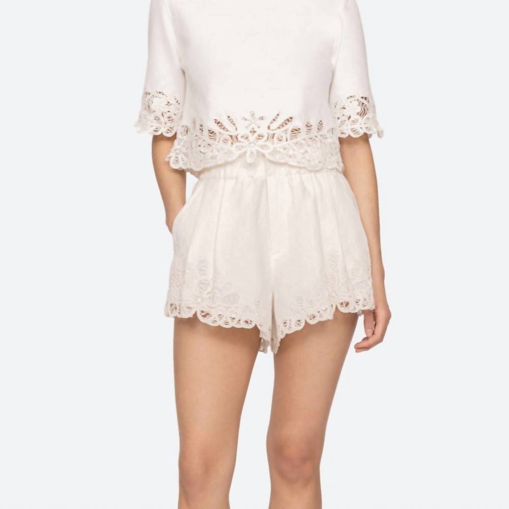 NEW SEA women's elke soutache short in white - Picture 6 of 6